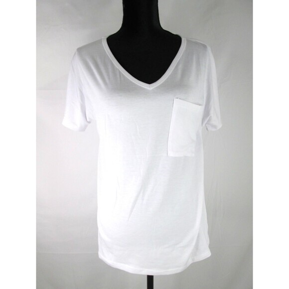 Flamingo White T-Shirt Women M Short Sleeve Pocket Cotton Polyester 33-557 - Picture 1 of 10